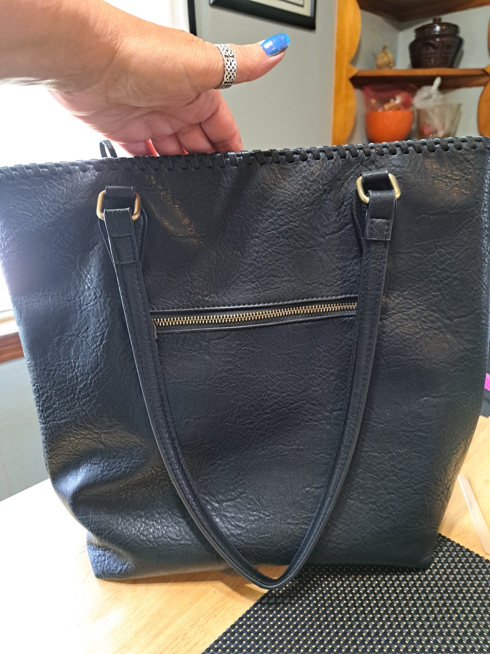 The Carolina Tote Antik Kraft Black Tote Bag with Zipper Pocket
